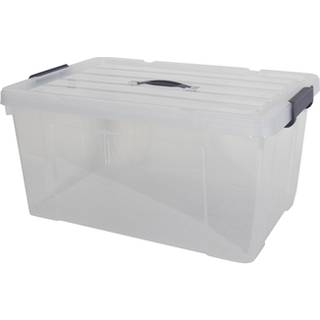 8 Stk Opbevaringskasser - 70 Liter - Praktisk opbevaringssæt med tætsluttende låg - Transparente plastikkasser