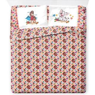 Jay Franco Disney Moana Queen Size Sheet Set - Super Soft 4 -stykke sengetøj sæt med PUA og SIMEA - Tropiske blomstermikrofiber ark inkluderer re