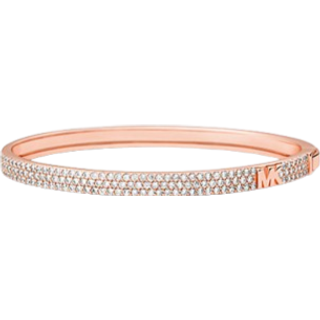 MK Precious Metal-Plated Sterling Silver Pavé Logo Bangle - Rose Gold - Michael Kors - ONE SIZE