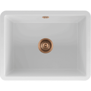 Lavabo Mataro II hvid porcelæn køkkenvask m/kobber afløb til underlimning 495 x 368 mm