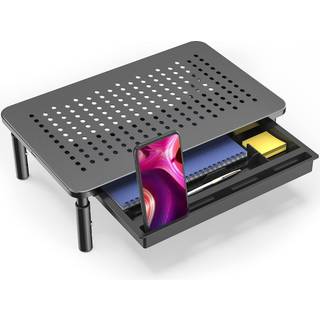 Wali Monitor Stand With Storage Computer Riser til Monitor med skuffe Laptop Stand med skuffe til skrivebord Justerbar h?jde og telefonholder til
