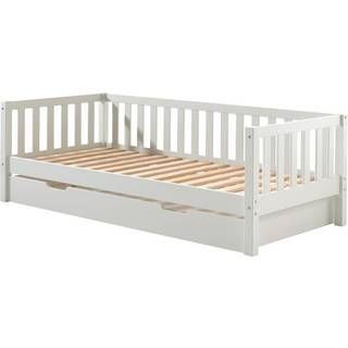 Børneseng med skuffe i massiv fyr, Fritz (90 × 200 cm) – hvid