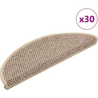 selvklæbende trappemåtter 30 stk. 56x17x3 cm sisal-look beige