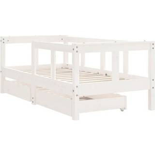 sengeramme til juniorseng m. skuffer 70x140 cm massivt fyr hvid