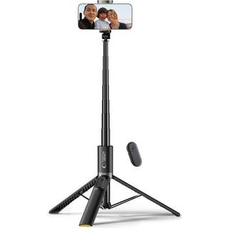 Tech-Protect L05S Bluetooth Selfie Stick med stativ & LED lys, 104 cm - Sort