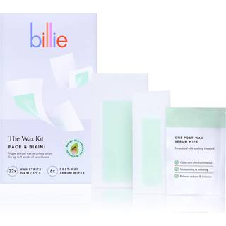 Billie Wax Kit - Face & Bikini - 32 Wax Strips - 6 efter Wax -serumservietter