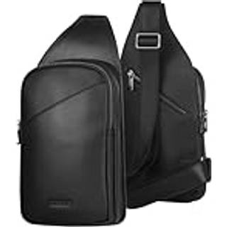 Leather Crossbody Sling Bag - Black
