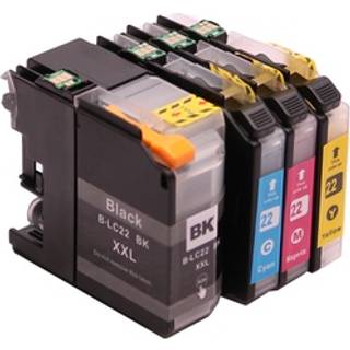 Kompatibelt sæt med 4 printerpatroner til Brother LC22U XL til DCP-J785W MFC-J985DW fra ABC