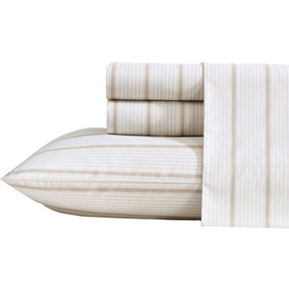 Nautica - King Sheets Premium Cotton Percale Bedding Set Striped Home Decor Oeko -Tex Certified (Merrick Stripe Beige King)