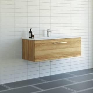 Dansani Mido+ møbelsæt 121cm m/Amber vask og 1 skuffe, Varm eg