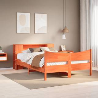 sengeramme uden madras 140x200 cm massivt fyr gyldenbrun