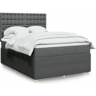 Kontinentalseng Med Madras Stof Mørkegrå - knapper / 140 x 190 cm