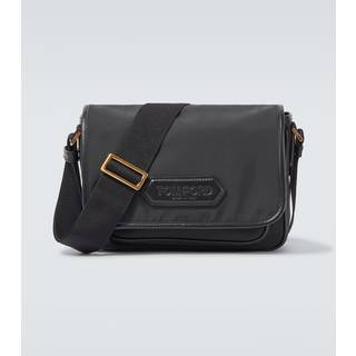 Tom Ford Leather-trimmed messenger bag - black - One Size
