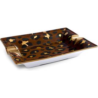 L'Objet Barware - 'Leopard' ashtray in brown porcelain