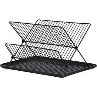 32x43x23 cm opvaskestativ med rummeligt design og praktisk base - Svart
