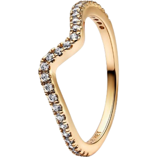 Pandora Gold Sparkling Wave Ring - 48