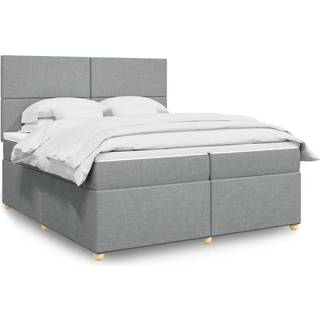 kontinentalseng med madras 200x200 cm stof lysegrå