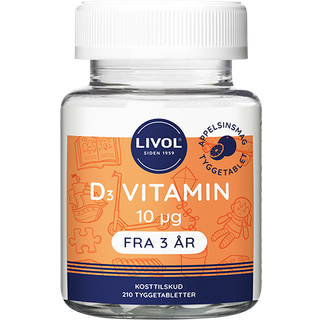 Livol D3 vitamin med appelsinsmag 10 µg fra 3 år