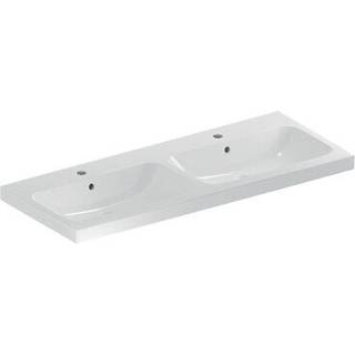 Geberit iCon Light dobbeltvask: B=120cm, T=48cm, Hanehul=Midtpå, Overløb=Synlig, Hvid