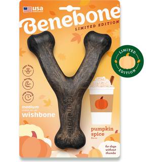 Benebone Pumpkin Spice Wishbone - Limited Edition Flavor Holdable Dog Chew Toy for Aggressive Chewers Made in USA Medium