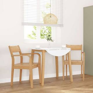 Spisebordsstole Med Hynder Massivt Gummitræ Hvid - Naturfarvet