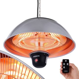Arebos® infrarød terrassevarmer rund 1500W - loftsmodel -fjernbetjening, 2 varmeniveauer, udendørs