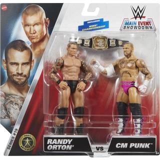 Mattel WWE Main Event Championship Showdown 2-Pack Action Figures & Accessory Series #19 cm Punk vs Randy Orton Collectible Set