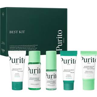 PURITO SEOUL Best Kit - Hudplejerutine med Panthenol Cleanser & Cream Uparfumeret Centella Serum & Toner til alle hudtyper Gavest til ansigts an