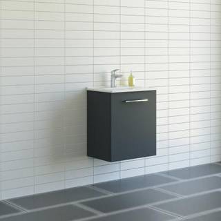 Scanbad Multo vaskeskab med Amber Mini vask, 1 låge, 51 cm, mat grå