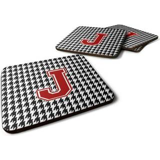 """" Caroline's Treasures CJ1021-JFC Monogram-Houndstooth Foam Coasters (sæt af 4) indledende J 3.5 """" ""H X 3.5"" """" ""W multicolor"" ""