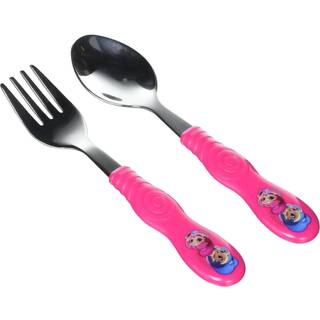 Zak Designs Shimmer Shine Easy Grip Bestrow Fork og Spoon Revensil Set - Perfekt til sm?barnsh?nder med sjove karakterer Konturerede h?ndtag og s