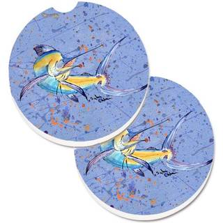 """" Caroline's Treasures Blue Marlin Set med 2 Cup Holder Car Coasters 8350Carc 2.56 Multicolor """"