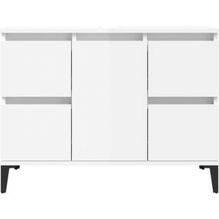 skab til håndvask 80x33x60 cm konstrueret træ hvid højglans
