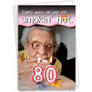 Nobleworks - Funny 80 -års fødselsdag lykønskningskort - Kvinder bedstemor Milepæl 80 år Happy Bday Notecard med konvolut (1 kort) - Gamle og hot