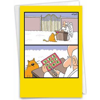 Nobleworks - 1 Hilarious lykønskningskort til fødselsdag - sjove fødselsdagskomiton Notecard - Ni Lives C4169BDG