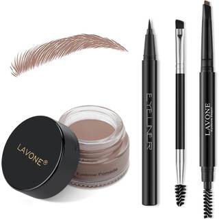 Lavone øjenbrynsstempelblyantkit til øjenbryn -makeup med vandtæt øjenbrynblyant øjenbrynpomade og dual -end øjenbrynbørste - aske blondine