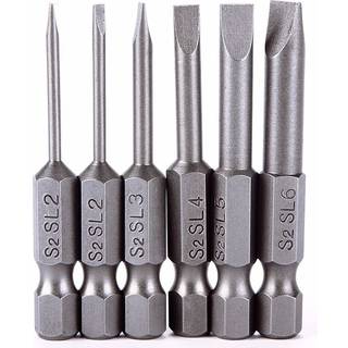 Rocaris 6PCS 2 i 2,0-6,0 mm fladt hoved Slidsede spids Magnetisk Slidsede skruetræk Bits Multifunktionelt legeringsstål Skruetrækkersæt