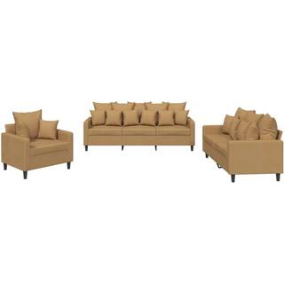 sofasæt 3 dele med hynder velour brun