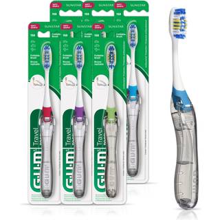 Gummi foldet rejse tandbørste - kompakt hoved tunge rengøringsmiddel - blød bustede rejse tandbørster til voksne 1ct (pakke med 6)