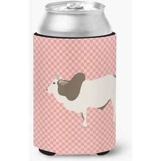 """" Caroline's Treasures Malvi Cow Pink Check Decorative Can Hugger Multicolor """"