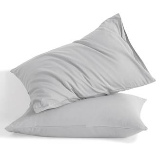NTBAY STANDARD COMTON PILDOWCASES - Konvolutlukning 20x26 pillowcases sæt med 2 åndbare og bløde seng pude lyse grå