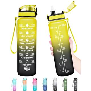 Enerbone 32 oz vandflaske lækagesikker BPA & giftig fri motivationsvandflaske med tider til at drikke og halm fitness sportsvandflaske med stropp