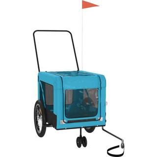 hundetrailer til cykel oxfordstof og jern blå og sort