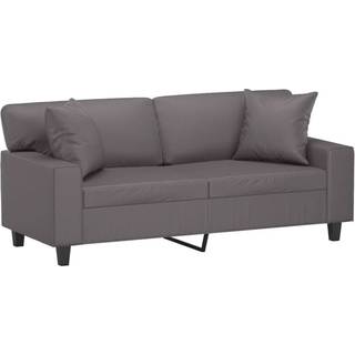 2-Personers Sofa Med Pyntepuder Kunstlæder - 140 cm / Grå