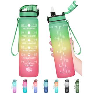 Enerbone 32 oz vandflaske lækagesikker BPA & giftig fri motivationsvandflaske med tider til at drikke og halm fitness sportsvandflaske med stropp