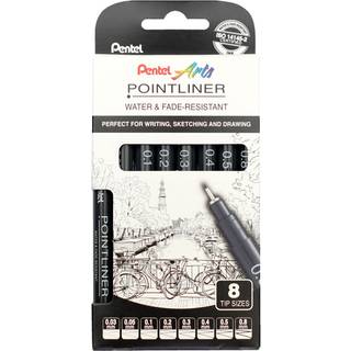 Pentel YS20P fineliner 0,03-0,8mm sort 8stk