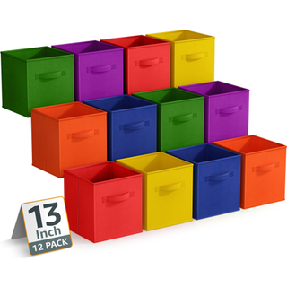 Sorbus 13 tommer opbevaringsbakker - Robust sammenfoldelig stofopbevaringskuber med h?ndtag - 12 sammenklappelige kurve til organisering af t?jle