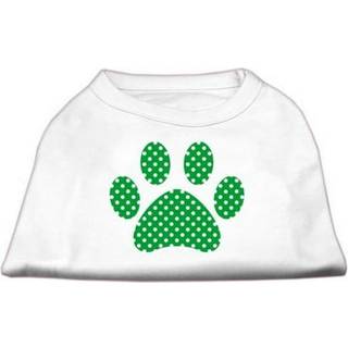 Green Swiss Dot Paw Screen Print Shirt White XXXL