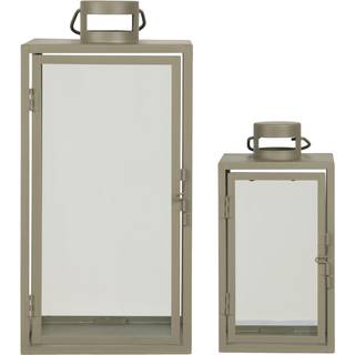 Corfu Lanterner - Lanterner, Metal/Glas, Grøn, Sæt Af 2