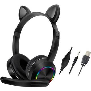 Cat Ears AKZ-020 Over-Ear hovedtelefoner med ledning til børn / gaming-headset med mikrofon - Lilla